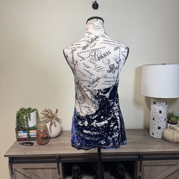 Y2k Elie Tahari Silk Blend Cowl Neck Velvet Sheer Tank top Size M Fairy Grunge - Picture 5 of 9